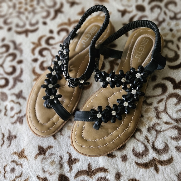 siketu Shoes - SIKETU Women's Flowered Rhinestone Slippers Sandals